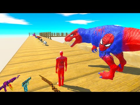 FPS AVATAR & T-REX SPIDERMAN RESCUE MISSION DEATH RUN - Animal Revolt Battle Simulator