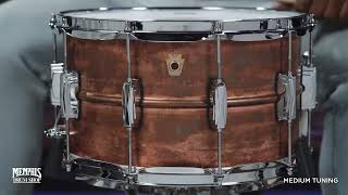 Video thumbnail for Ludwig 14x8 Copperphonic Raw Patina Snare Drum (LC608R) by Memphis Drum Shop