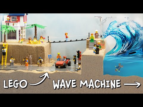 Lego City Flood - Wave Machine Dam Breach Tsunami Experiment - Luxury Villa