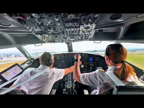 BOEING 737 400 Classic Take Off  From Basel Airport RWY15  Cockpit View  Life Of An Airline Pilot