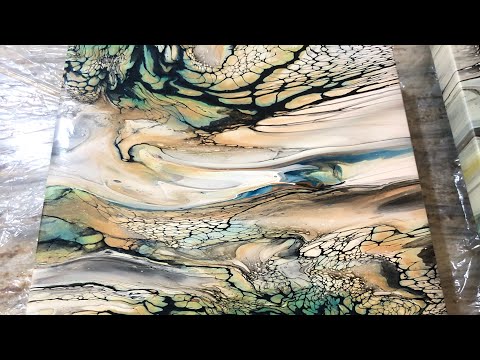 #314. Deconstructed SheleeArt Bloom. Soft/Pretty In Greens & Gold. / art therapy / акриловая заливка