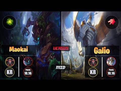GrandMaster MAOKAI [Aftershock] (Mid) VS  GALIO - Grandmaster KR Patch 10.16