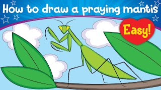Draw a Praying Mantis - Easy! Step-by-Step Drawing for Kids #arttutorialsforkids #beginnerdrawing
