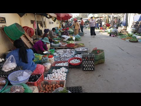 Countryside Daily LifeStyle of Vendors @Odongk Market - Countryside Food Market Scene 2022