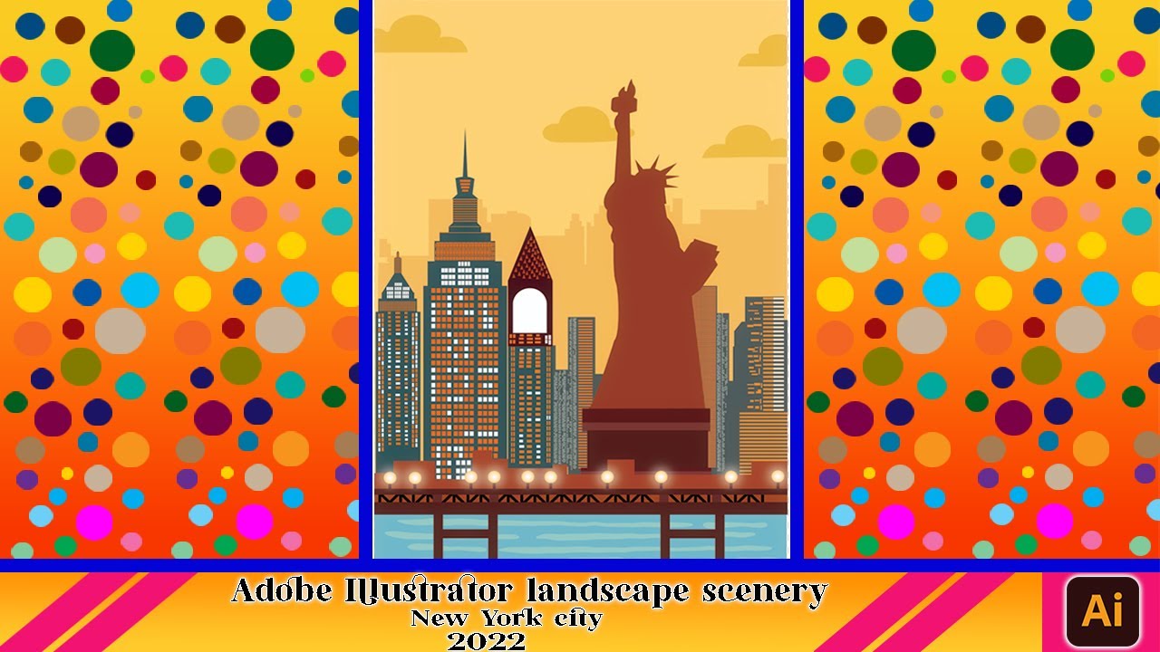 Adobe illustrator city landscape scenery tutorial | city landscape vector art | speed art