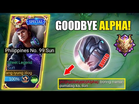 TANK SUN VS. BUFFED ALPHA IN MYTHICAL HONOR!😱| SUN BEST BUILD -MLBB🔥 #SunGameplay #urEGG #mlbb