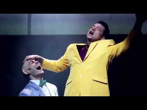Southwark Playhouse trailer still with cast in revival-tent tableau for Bat Boy