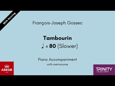 François-Joseph Gossec - Tambourin ♩= 80 (Slower) Piano Accompaniment with metronome