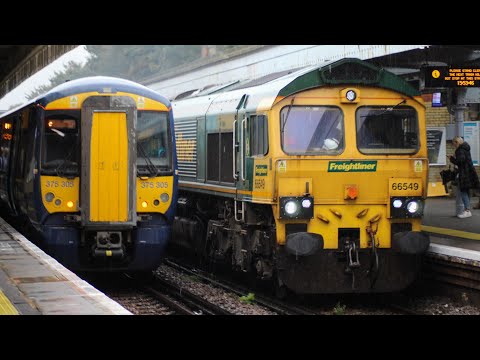 Freightliner Class 66 649 hauling JNAs and track through Faversham