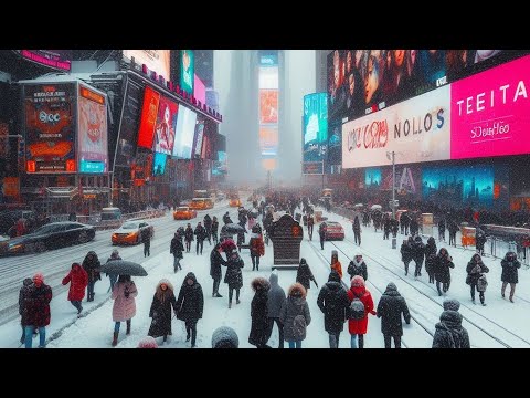 100 hours Of NYC Relaxing and HEAVY Snowfall - Sound of Light Wind Breeze Falling Snow in Manhattan