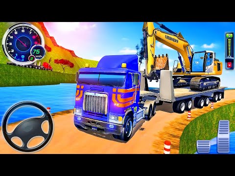 Heavy Excavator Driving Simulator - Construction Machine Transport Truck Trailer - Android GamePlay