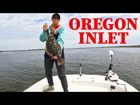MONSTER Flounder & BIG Bluefish! OBX- Oregon Inlet in the 238 Carolina Skiff