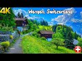 Wengen Switzerland Walking Tour 4K The Most Beautiful Swiss Villages Charming Village