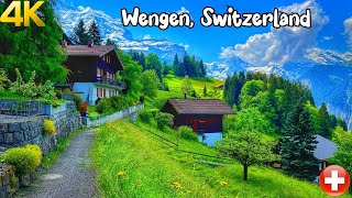 Wengen, Switzerland walking tour 4K - The most beautiful Swiss villages - Charming village