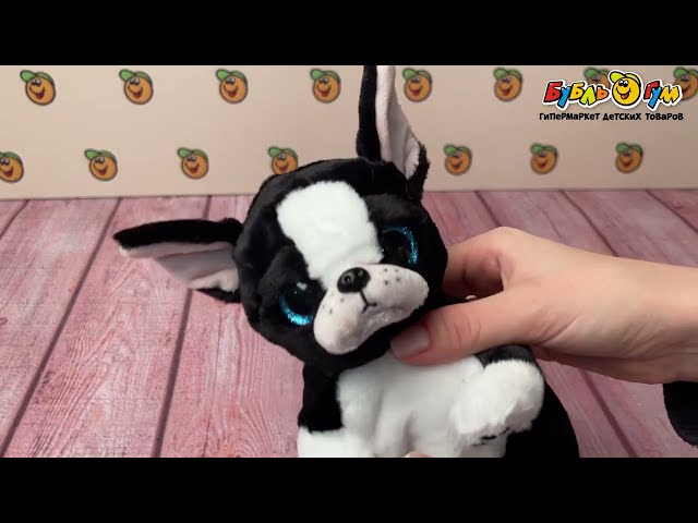 Игрушка мягкая Собачка Тинк черно-белая 15см - видео