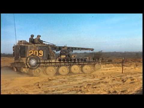 US Army 1st Infantry Division soldiers aboard M-113 APC and M-578 VTR during thei...HD Stock Footage