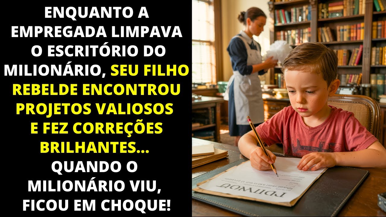 FILHO REBELDE DA EMPREGADA ENTROU NO ESCRITÓRIO DO MILIONÁRIO, ENCONTROU PROJETOS RICOS E O QUE FEZ