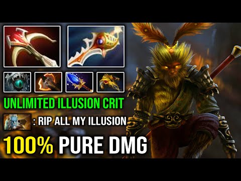 100% PURE DMG MONKEY KING Passive Crit illusion Soldier Daedalus + Rampage with 950 GPM DotA 2