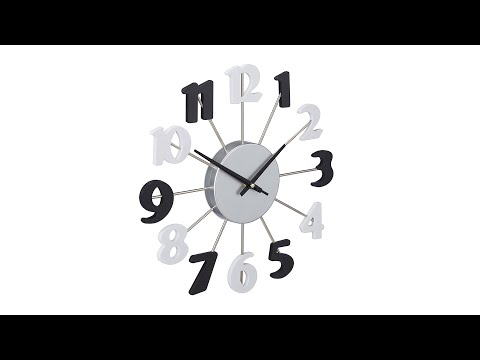 Horloge murale sans cadre Noir - Argenté - Blanc - Métal - Matière plastique - 35 x 4 x 35 cm