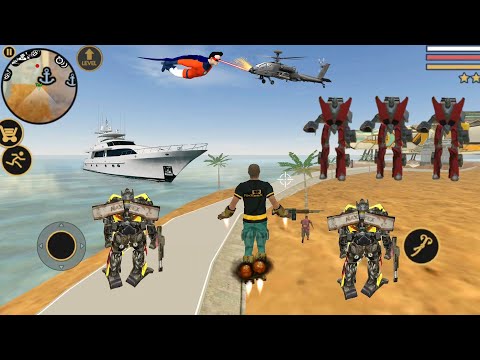 Vegas Crime Simulator (Vegas Hero Fight Red Car Robot) Big Robot Car in River - Android Gameplay HD