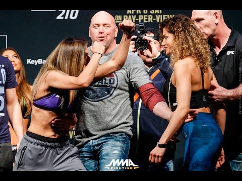 Pearl Gonzalez vs. Cynthia Calvillo UFC 210 Weigh-in Staredown - MMA Fighting
