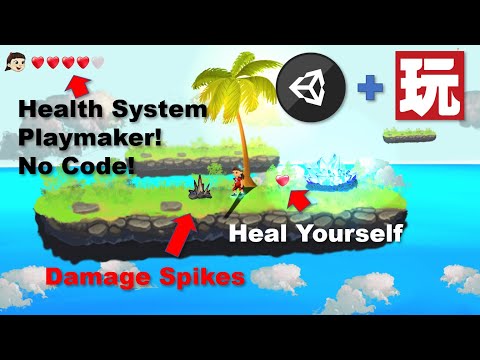 2D Platformer with Unity and Playmaker - Health System with Hearts - Damage & Recover