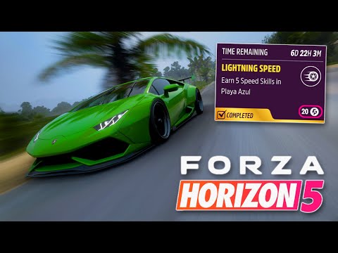 Forza Horizon 5 Daily Challenge "Lightning Speed" Earn 5 Speed Skill In Playa Azul