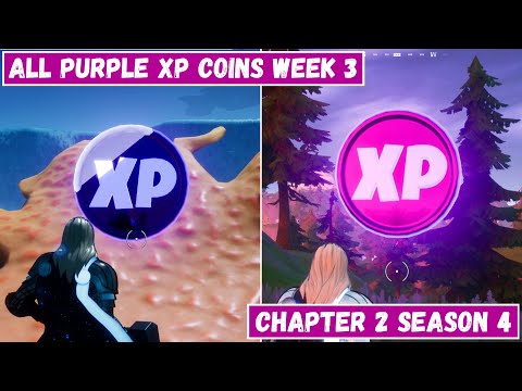 All 2 Purple XP Coins Locations Week 3! - Purple Power Punch Card Fortnite Chapter 2 Season 4