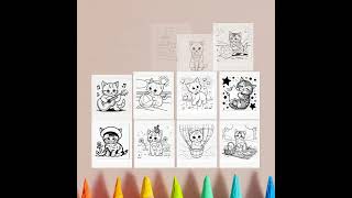 Cute Kitten Coloring Pages for Kids | 40 High-Quality PNGs & PDF | Instant Download