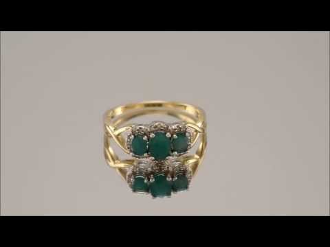 9ct Gold Emerald And 10pt Diamond Ring - D7509