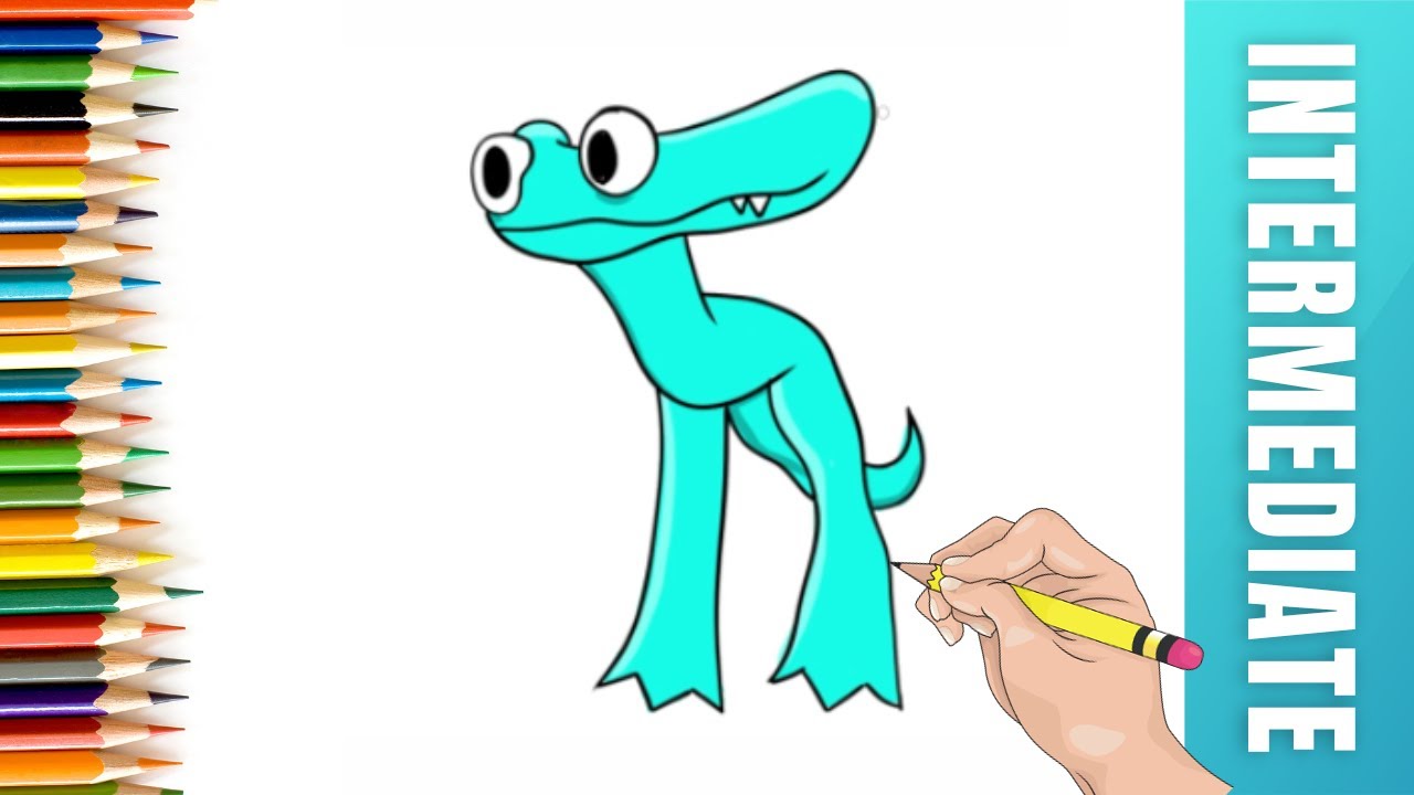 How to Draw a Rainbow Friends Cyan for Kids