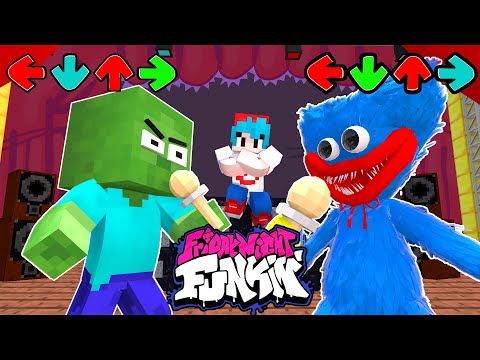 Monster School ZB Minecraft vs Friday Night Funkin | Huggy Wuggy  in Minecraft | Minecraft Animation