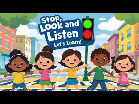 Stop, Look, & Listen🚦 | Safety Song for Toddlers & Preschoolers | Street Crossing Rules for Kids