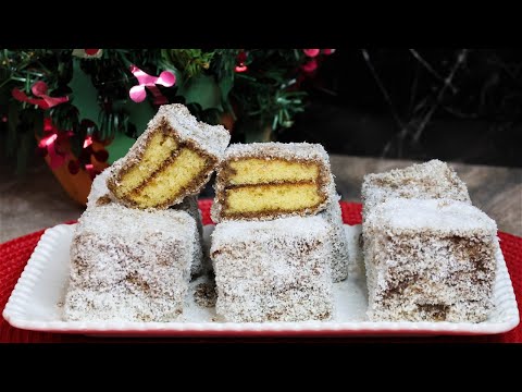 The softest and juiciest coconut cake (Lamingtons) you'll ever try