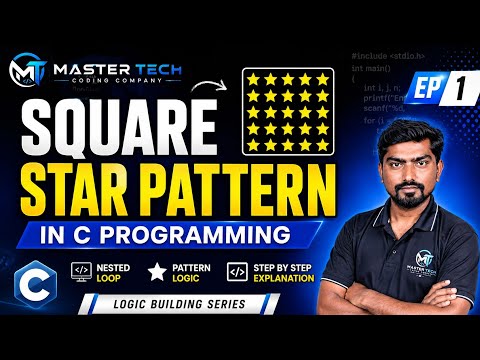 Square Star Pattern In C Programming Print Square Pattern Using Nested Loop