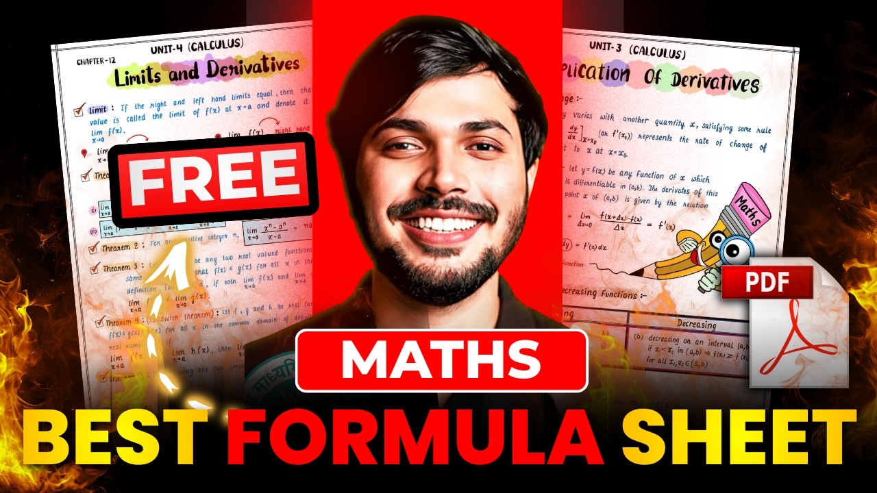 Class 12 MATHS FREE FORMULA SHEET🔥 Score 100/100 in Maths CBSE Boards 2025-26🚀 PDF