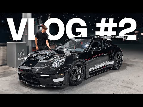HUGE FLAMES!! Lamborghini Aventador & Porsche GT3RS Night Drive | Vlog #2