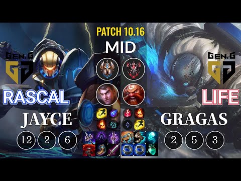 GEN Rascal Jayce vs GEN Life Gragas Mid - KR Patch 10.16