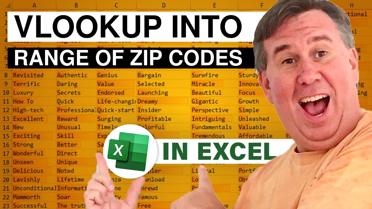 Learn Excel 2010 "VLOOKUP Into A Range of Zipcodes" Podcast 1676