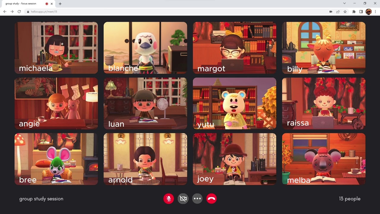 group study #4 🍂 autumn cafe jazz bgm, fire crackling, ambience 🐻 animal crossing 동물의숲