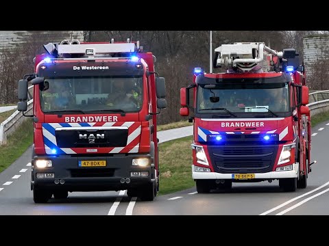 P1, Brandweer De Westereen & Dokkum naar schoorsteenbrand Nijewei Feanwâlden
