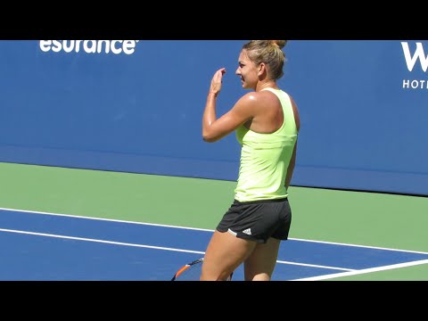 Simona Halep Practice at the 2015 Us Open (with Angelique Kerber)