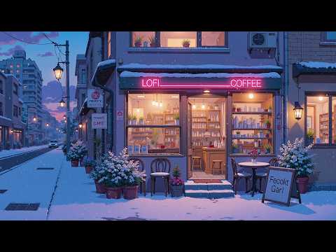 Cozy Street Coffee Shop ❄️ Snowy Evening with Lofi Coffee ☕ Winter Music for Relax, Study & Work