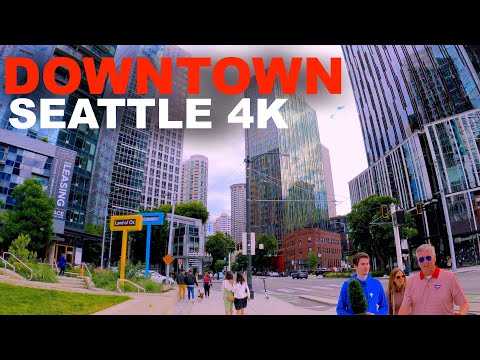 Seattle Streets Walking Tour 4K - Seattle's Downtown and Amazon spheres