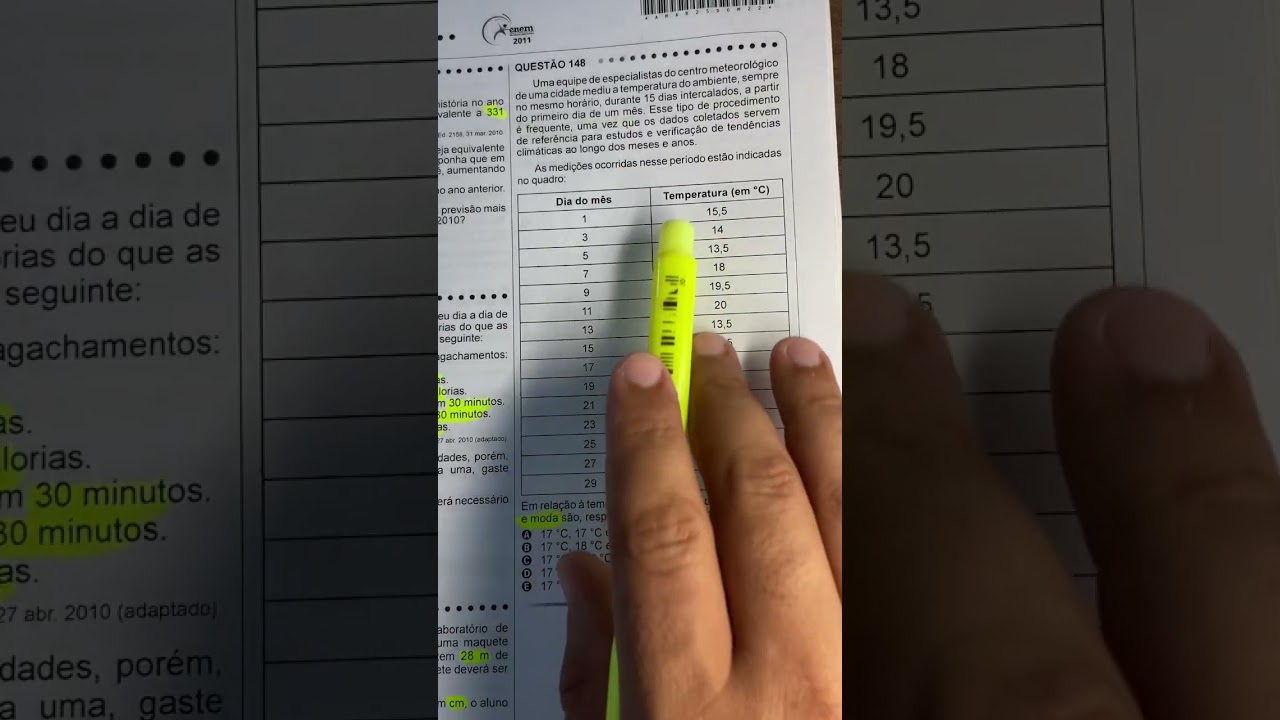 ENEM 2011 Uma equipe de especialistas do centro meteorológico de uma cidade mediu a temperatura