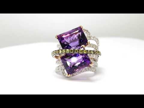 Amethyst Diamond  Ring