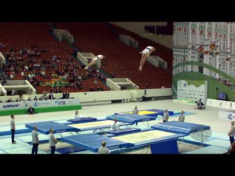 France 1 (FRA) M - 2018 Trampoline Worlds, St. Petersburg (RUS) - Qualification Synchro R2
