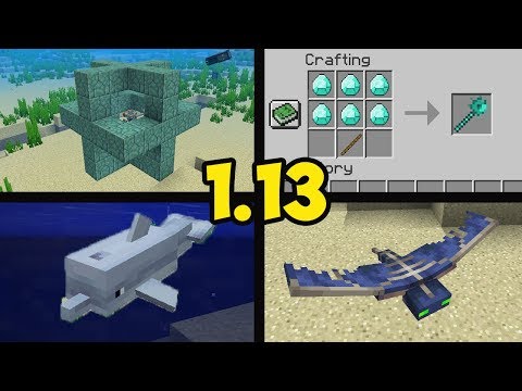 Обзор Minecraft 1.13 (Обзор Майнкрафт 1.13) | (часть 2) ИСТОЧНИК МОРЯ, ЗАЧАРОВАНИЯ, ДЕЛЬФИНЫ, МОБЫ