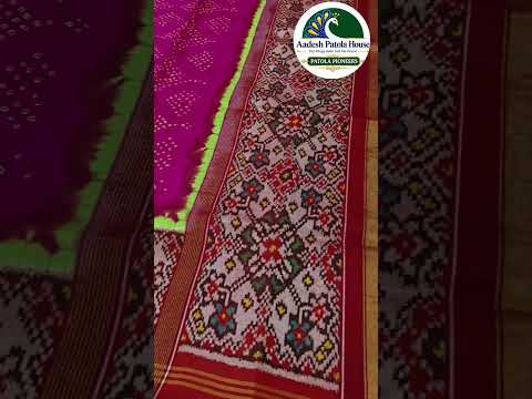 Red & Pink Bandhej Patola Single Ikat Chaniya Choli Dupatta 8 Ply Silk