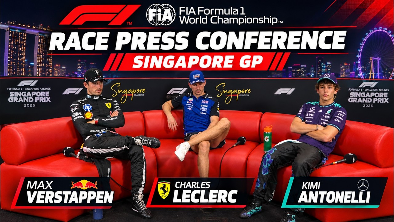 LIVE: F1 Race Press Conference -Singapore GP | Max Verstappen, Charles Leclerc, Kimi Antonelli